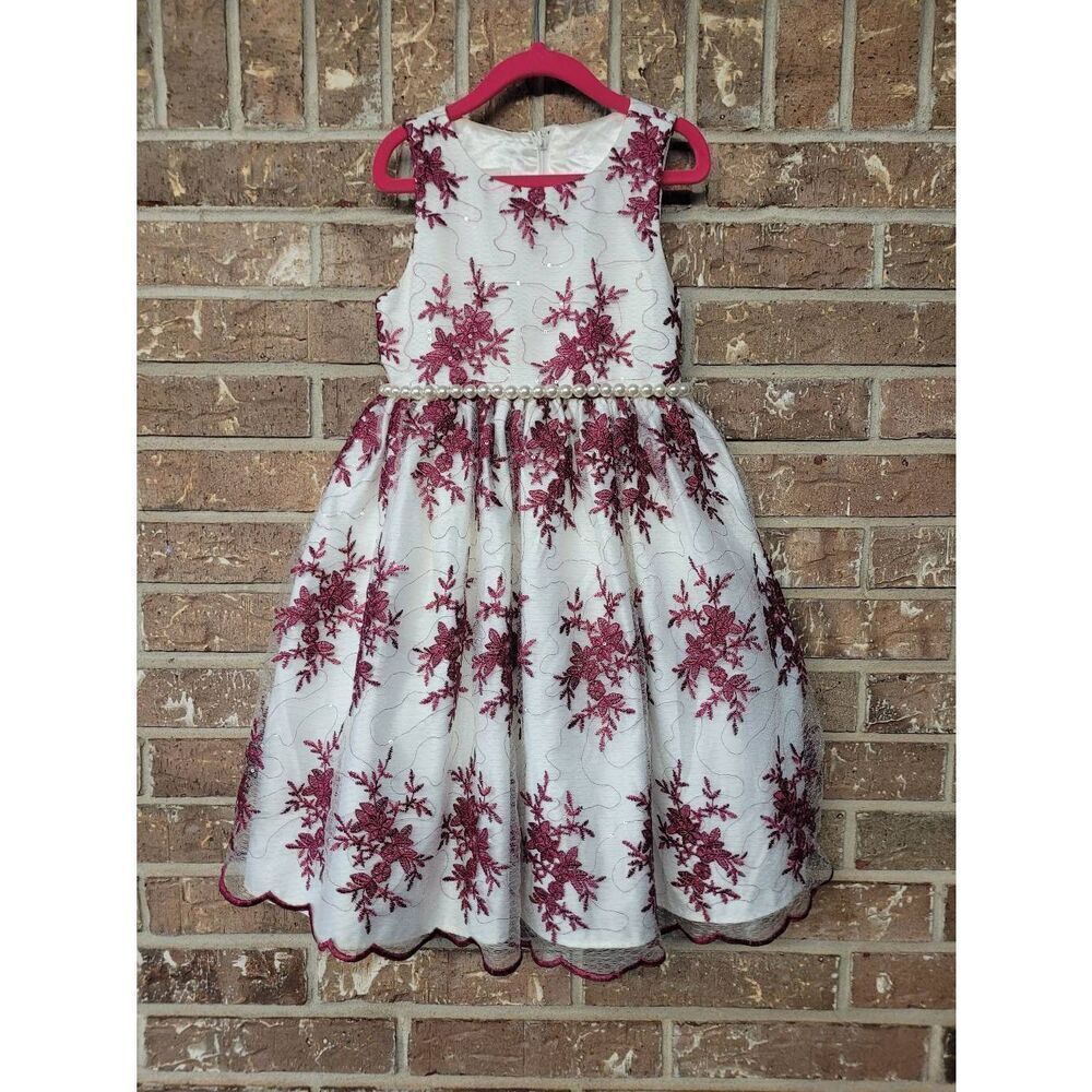American Princess Sleevelace Lace Overlay Dress, Girls 6X/7